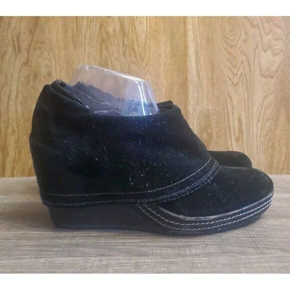 Dr Scholls Cuffed Ankle Boots Wedge Zipper Womens Size 10 - Picture 1 of 12